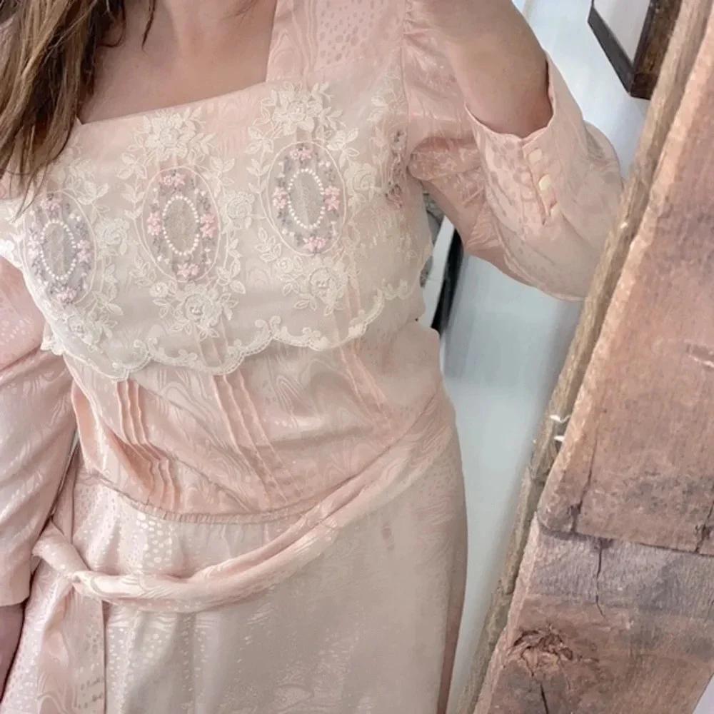 Vintage Nilani peach color maxi dress size 14 - Picture 4 of 11
